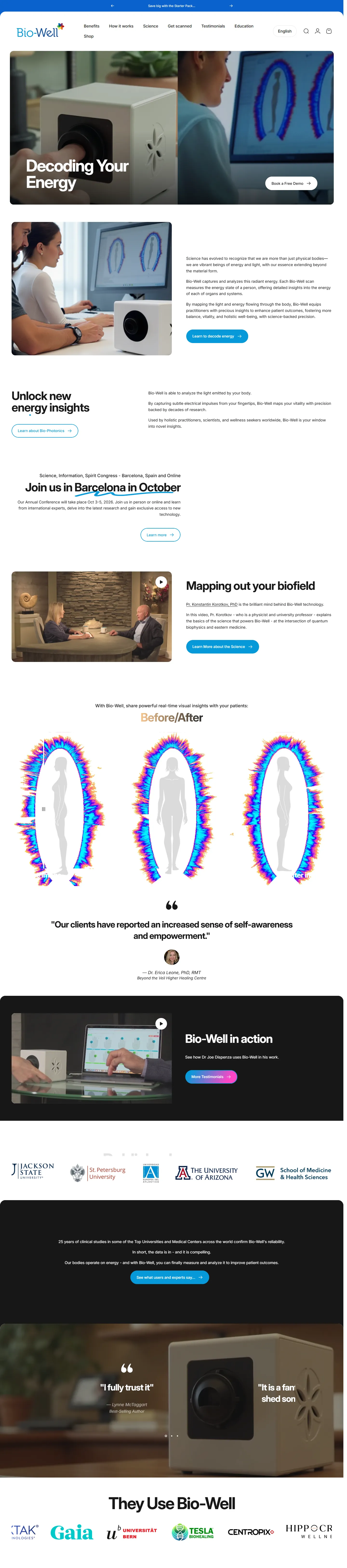 Bio-Well website, full page