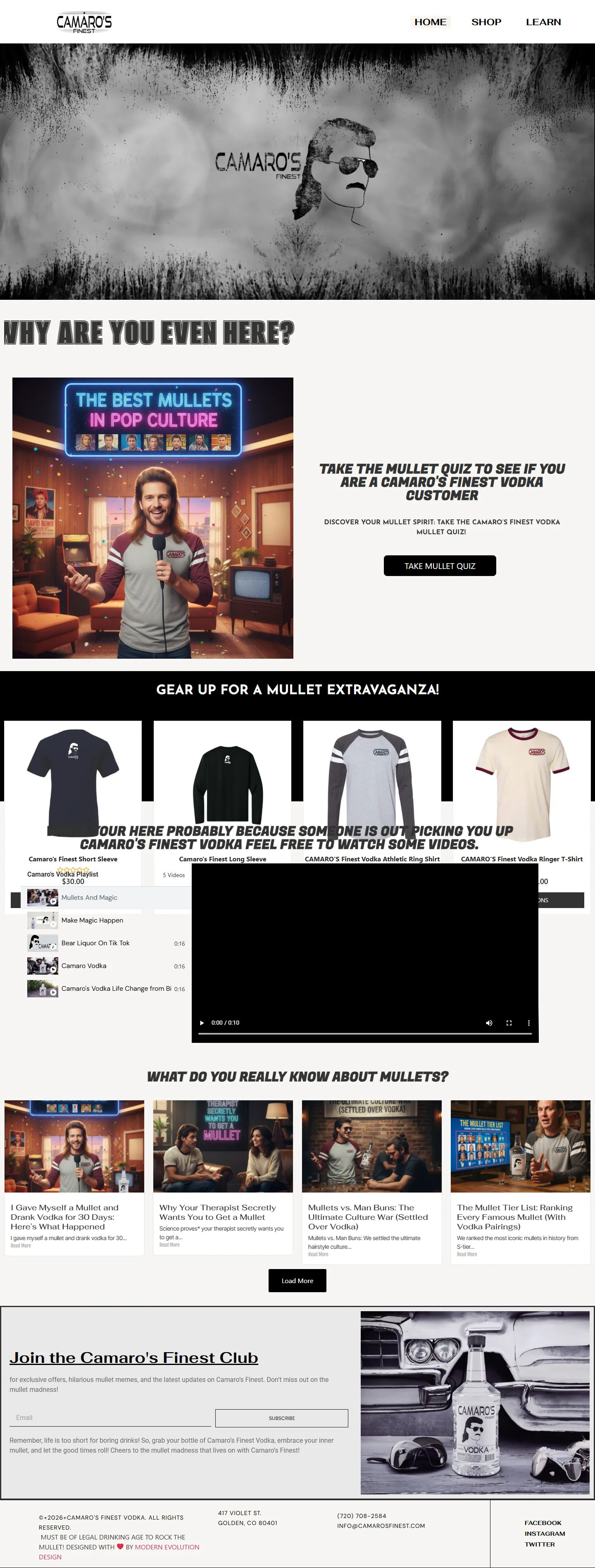 Camaro's Finest website, full page