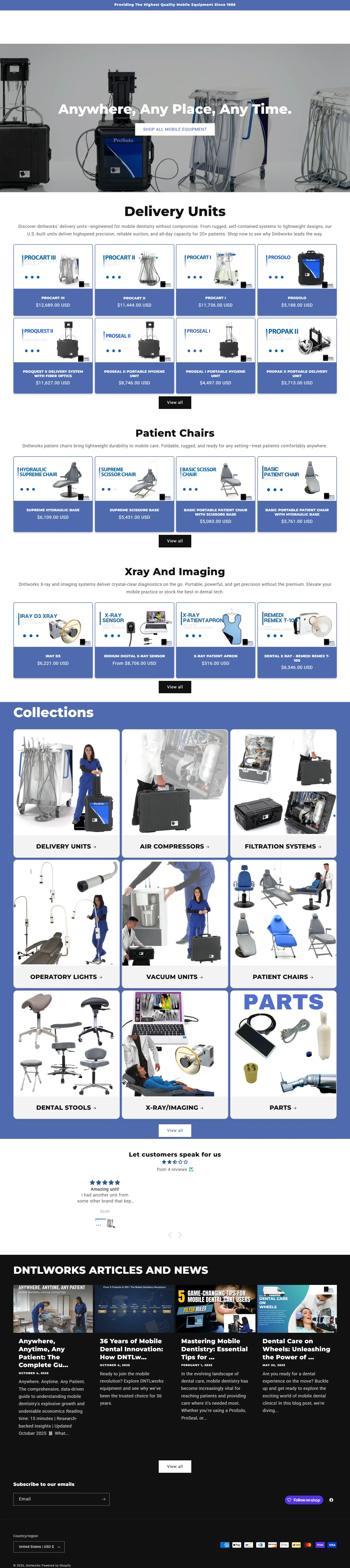 Dntlworks website, full page