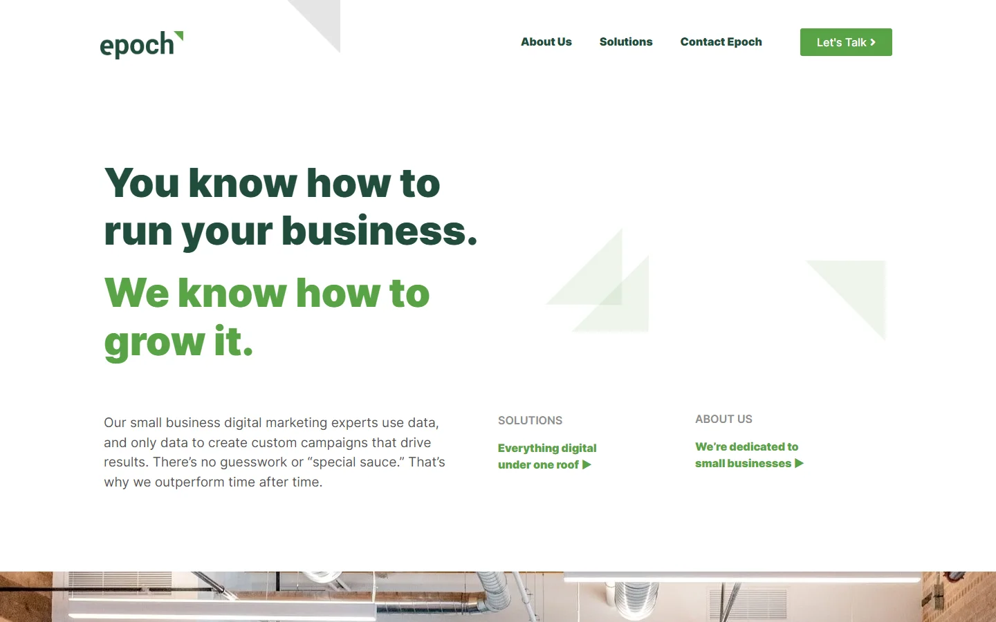 Epoch Digital Marketing homepage on desktop