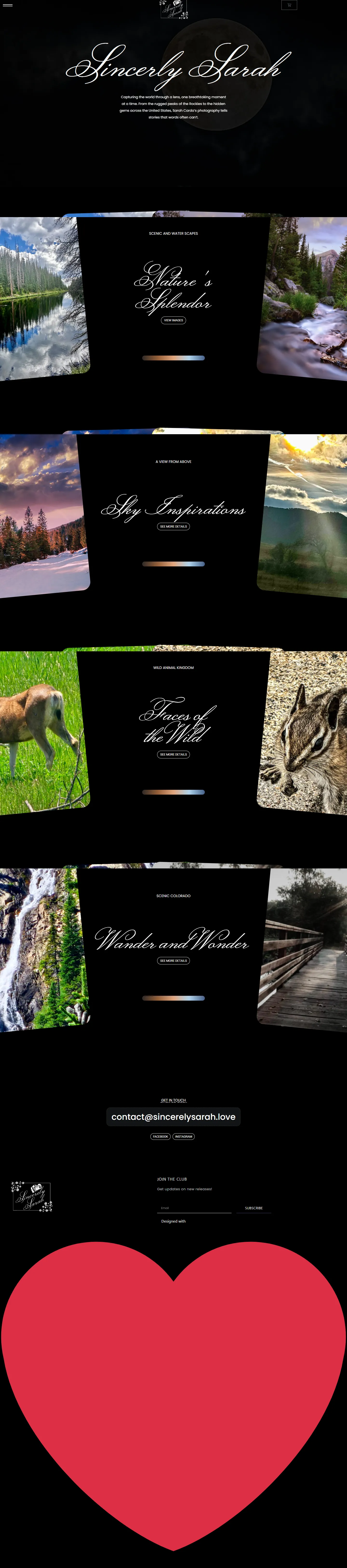 Sincerely Sarah website, full page