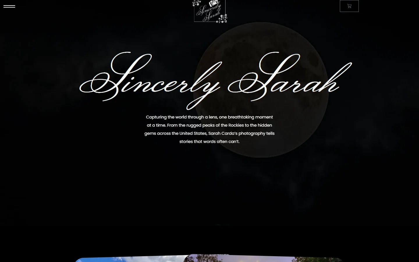 Sincerely Sarah website homepage